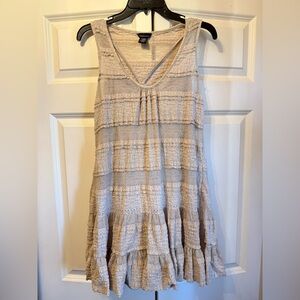 Moda International Tan Textured Lined Mini Dress / Coverup